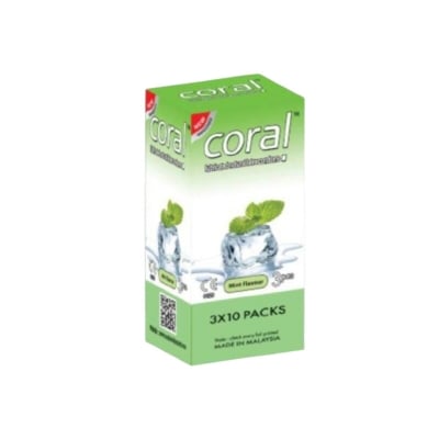 Picture of Coral - Mint Flavors Lubricated Natural Latex Condom - Full Box - 30pcs | Malaysia-Multicolor