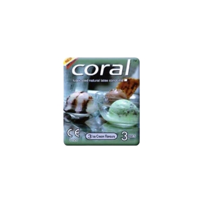 Picture of Coral 3 Ice Cream Flavors Lubricated Natural Latex Condom - 3 Packs Combo-Multicolor