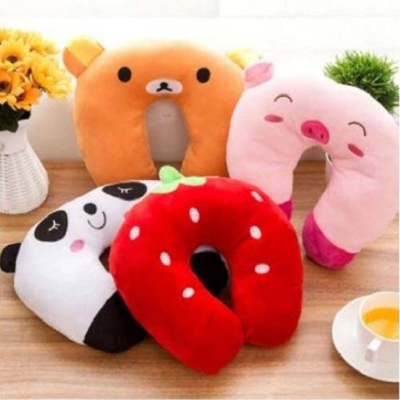 Picture of korean Plush Cute Cartoon Animal Head Rest Travel Pillow-Multicolor