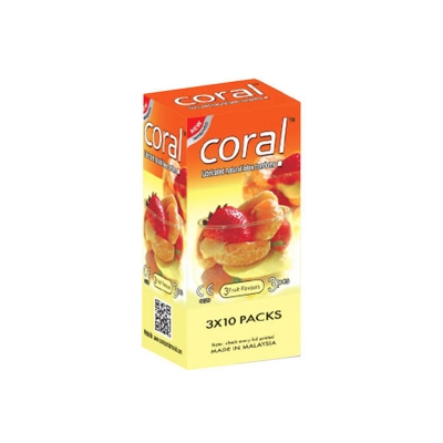 Picture of Coral Condoms 3 Fruits Flavors-Multicolor