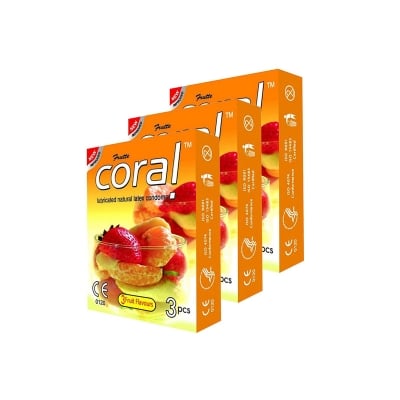 Picture of Coral Condoms 3 Fruits Flavors-Multicolor