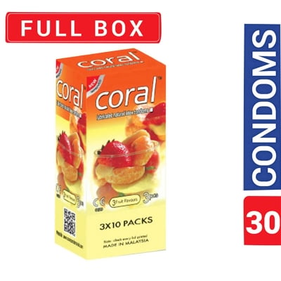 Picture of Coral Condoms 3 Fruits Flavors-Multicolor