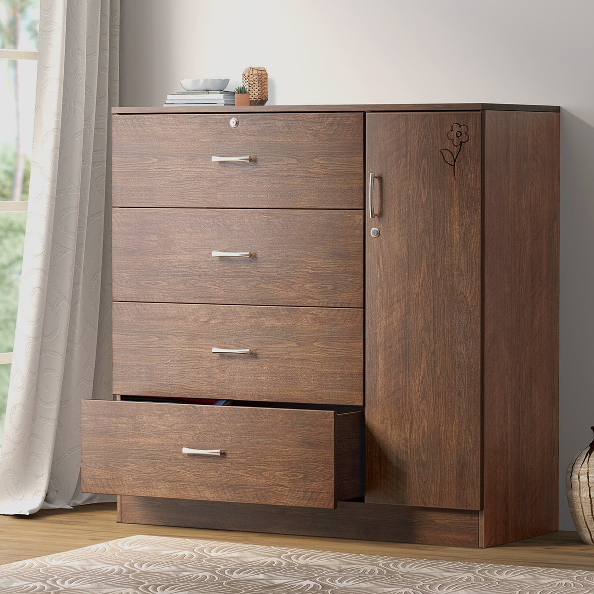 Picture of REGAL Harper Laminated Board Wardrobe Antique HARPER-WARDROBE - WDH-101-1-1-20(2PART)