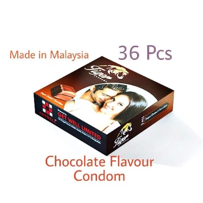 Picture of 36 Pcs Getwell Dotted Tiger Condom Chocolate, Orange, Rose Flavor Full Box Condom