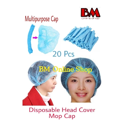 Picture of 20 Pcs Cooking Kitchen Multipurpose Head Cover Hair Net Senga Bouffant Mop Clip - Medical Anti Dust Tissue Mob Cap-Multicolor