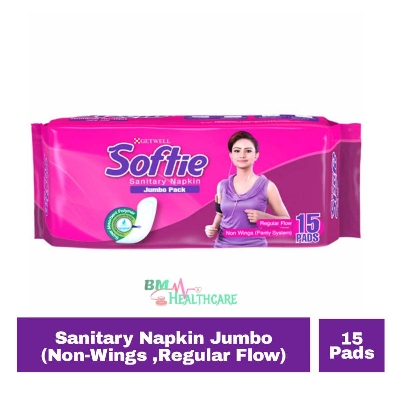 Picture of 15 Pads Getwell Softie Sanitary Napkin Jumbo Pack  (Non Wings - Panty System)-Small