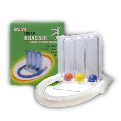 Picture of Bsmi Triflo 3 Three Ball Respiratory Mediciser Spirometer Vital Capacity Lungs Function Exerciser Respirometry Incentive Respirometer Deep Breathing Exerciser Protection Therapy Of Asthma & Copd Patients-White