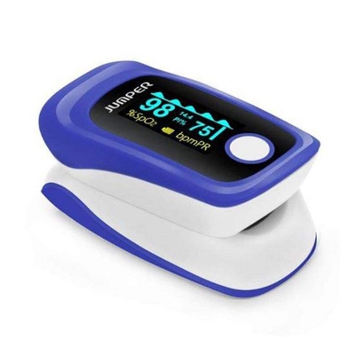 Picture of Jumper Fingertip Pulse Oximeter Digital Model JPD 500E OLED   For Measuring Oxygen Saturation & Heart Rate, Global Version (Made in China)-Blue