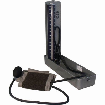 Picture of Mercury Blood Pressure Monitor Mercurial Sphygmomanometer - Analog Manual BP Machine  Full Set With Stethoscope-Grey