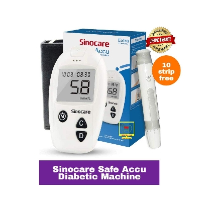 Picture of Sinocare Safe Accu Glucometer Blood Glucose Monitor Diabetes Machine with 10 Strips Free-White