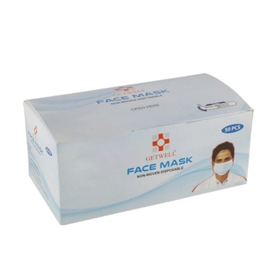 Picture of 50 Pcs Getwell Surgical Face Mask  3 Ply Including Melt Blown Layer With Nose Bar For Adult