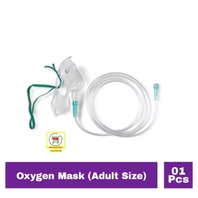 Picture of Oxygen Mask with Connecting Tubing for Medical O2 Therapy Cylinder in  Home &  Hospital Use Adult Size