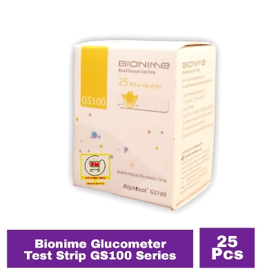 Picture of 25 Test Strip GS100 for Bionime Rightest GM100 , Glucometer Blood Glucose Meter - Diabetes Test Machine Monitoring System