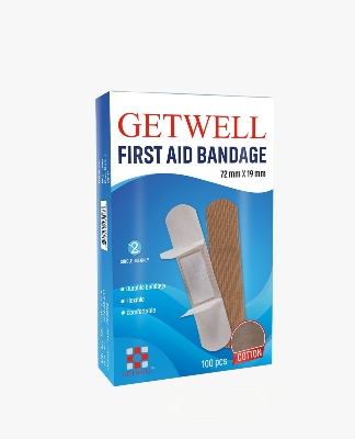 Picture of 100 Pcs Getwell First Aid Strip Tape One Time Cotton Bandages 825503