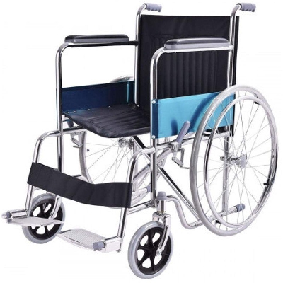 Picture of Standard Manual Folding Wheelchair Economy Stainless Steel Model  for Patients or Disable Person