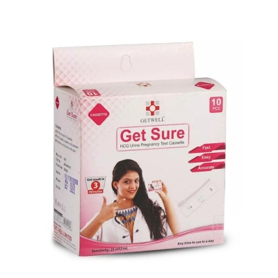 Picture of 10 Pcs Get Sure Pregnancy Test Cassette Device Kit - Urine HCG Check Strips [Full Box-Display Type]