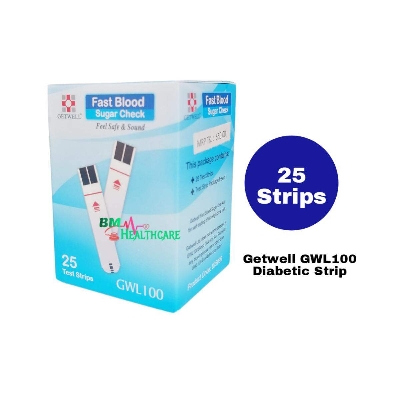 Picture of 25 Pcs Test Strip of Getwell GWL 100 Fast Blood Sugar Check Monitor Diabetic Machine Strip (01 Pot)