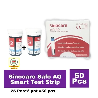 Picture of 50 Tests Strip For Sinocare Safe AQ Smart Glucometer Blood Glucose Test Kit Meter - Diabetes Test Machine Monitoring System