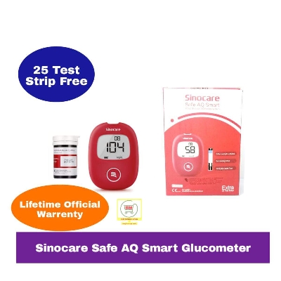 Picture of Sinocare Safe AQ Smart Glucometer with  25 Test Strip Free  Blood Glucose Test Kit Meter - Diabetes Test Machine Monitoring System