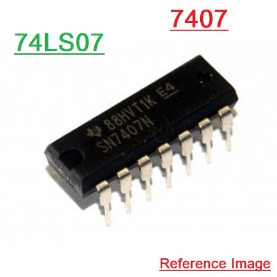 Picture of 7407 SN74HC07N 74HC07 74LS07 Buf-fer Hex In-line Dual In Package DIP 14 Pin IC Electrical Circuitry & Parts