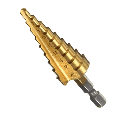 Picture of 4-20mm HSS Titanium Step Cone Drills Bit Heavy Working Speed Steel Wood Steel Hole Cutter