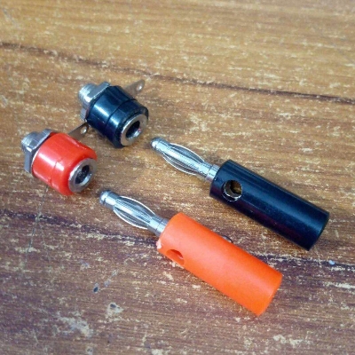 Picture of 1Pair- MALE FEMALE Banana PLUG SOCKET 4mm Lantern Head RED & BLACK Plug Socket Screw Terminal Cables Connector 4mm Male Female Banana Socket Jack Leads