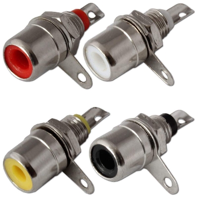 Picture of RCA Female Jack Panel Mount Socket Metal Solder Connector-10Pcs
