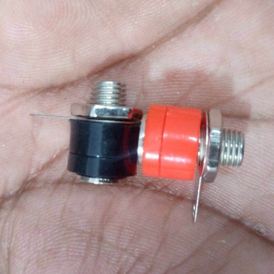 Picture of 1-Pair FEMALE Bana-na Plug 4mm Panel Mount Lantern Head Red & Black Go-ld Plated Socket Screw Terminal Connector For Audio Speakers Electronics Circuitry & Parts