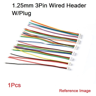Picture of 1.25mm 3Pin Cables With Male & Female Connectors Plug & Socket Micro JST 1.25mm 3 Pin Male PCB Header Female Connector With Cables Leads 150mm 28 AWG Wire