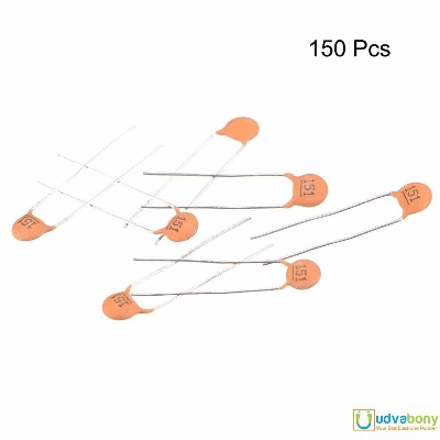 Picture of 25Pcs- 150pF Capacitor Mini Ceramic Capacitor 151 150pF 50V Ceramic Disc Capacitor Non-Polarized Through Hole For Electrical Circuitry & Parts