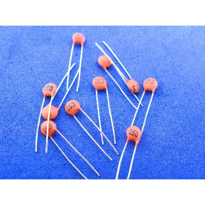 Picture of 25Pcs- 153 15nF Capacitor Mini Ceramic Capacitor 153 15nF 50V Ceramic Disc Capacitor Non-Polarized Through Hole For Electrical Circuitry & Parts