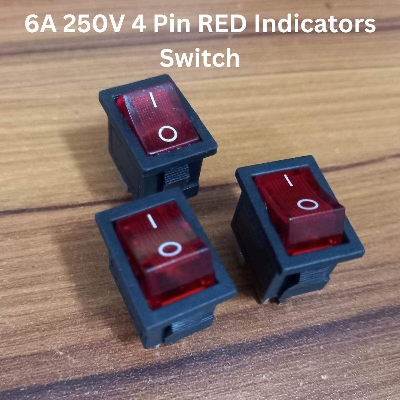 Picture of 3Pcs 6A MINI ROCKER Switch 6A 250V 4 Pin RED BLACK Color Switches 4Pin On Off 2 Positions Full Illuminated Neon RED Indicators DPST Power Switch For Auto Car Boat IPS UPS