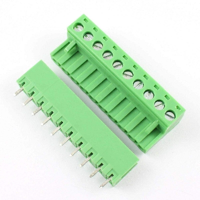 Picture of 12Pin RIGHT Angle GREEN Color MALE & FEMALE Screws Terminal Block 12 Pin 5.08mm Pitch Male Female Plug-In L Type Plug & Socket  For Electronics Cables Connectors
