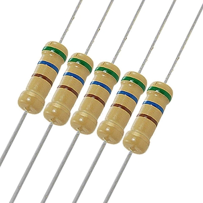 Picture of 50Pcs- 5.6K Ohm Resistor 5% 5.6K Ohm Carbon Film 5.6K Ohm Resistors 1/4W Resistance 0.25 Watt 5% Tolerance Fixed Resistors 2 Pin Leads