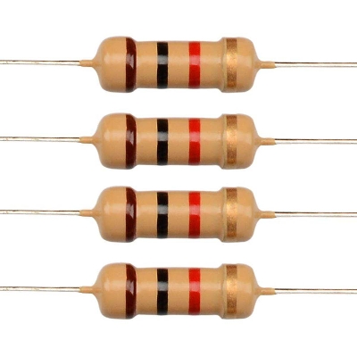 Picture of 50Pcs- 220K Ohm Resistor 5% 220K Ohm Carbon Film 220K Ohm Resistors 1/4W Resistance 0.25 Watt 5% Tolerance Fixed Resistors 2 Pin Leads