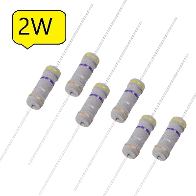Picture of 10Pcs- 2Watt 470 Ohm Resistor Power Resistor 2W 470 Ohm Metal Film Resistor 470 Ohm Resistor 2 Watt Metal Oxide Film Axial Lead ±5% Tolerance Passive Components Electronics Circuitry & Parts