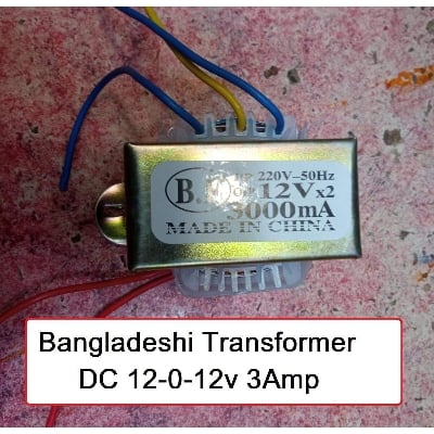 Picture of BANGLADESHI 12V 3A Transformer 12-0-12V 3Amp Input AC 220V 50Hz Output DC 12 Volt 3A Step Down Transformers Adapters For Power Supplies Electronics Circuitry & Parts