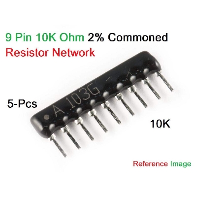 Picture of 3Pcs- Resistor A09-103 Network 9 Pin 10K Commoned Resistor 10K Ohm Tolerance ±2% Common Connected Network Array Resistor Electronics Circuitry & Parts