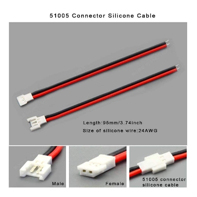 Picture of 51005 JST Connector 2 Pin Kit JST 51005 Male Female Plug Connector 2.54mm Pitch With 80mm Cables For LED Strip Toy Car 1S Battery