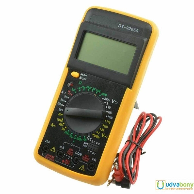 Picture of DT9205A Digital Multimeter DT9205A Multimeter Voltage Ampere Ohm Meter Test Probe Extra Large Screen LCD Display With Auto Power Off System Hold Function 9205A Digital Multimeter Tools
