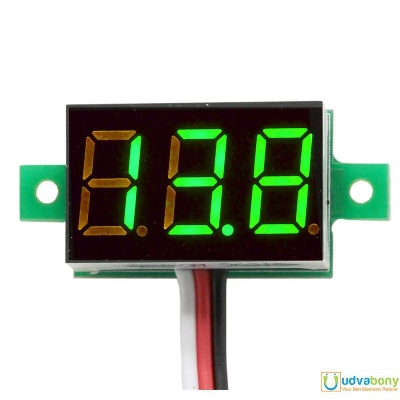 Picture of GREEN 3-Wire Cables 0.36" Inch Mini Digital Car Voltmeter 0.36" Inch Green Color LED Display DC 0-100V 3 Wire Leads Volt Meter Battery Voltage Checker Panel Indicator Monitor
