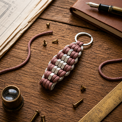 Picture of Paracord Hex Nut Keychain | Customizable Handwoven Paracord Key Holder with Stainless Steel Nuts & Ring | Durable EDC Keyring for Keys, Bag & Outdoor Use