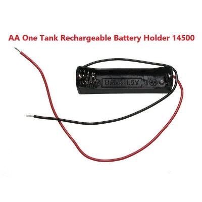 Picture of AA One Tank Rechargeable Battery Holder 14500 Single Slot Plastic Storage Box Case With Leads Cable Wire Electrical Circuitry & Parts