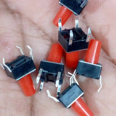 Picture of 10Pcs RED Head Momentary 4Pin Tactile Tact Push Button Switch 4 Pin 6x6x10mm On Off PCB DIP Through Hole Touch Switch Momentary Push Button Switch Square Push Switch Light Switches
