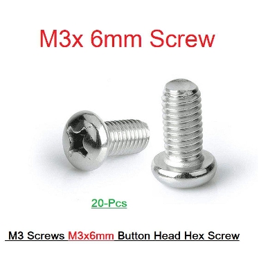 Picture of 25Pcs- M3 Round Head Screws M3x6mm Stainless Steel Round Head Machine Screw Bolts Self Tapping Plain End M3 Crosshead Screws