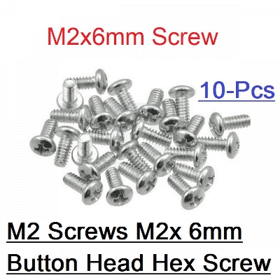 Picture of 10Pcs- M2 Round Head Screws M2x6mm Stainless Steel Round Pan Head Machine Screw Bolts Self Tapping Plain End M2 Crosshead Screws - Beige