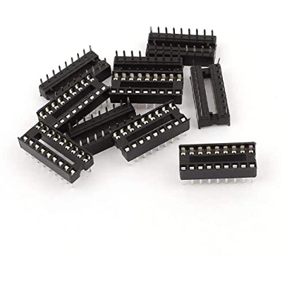 Picture of 5Pcs- 18 Pin IC Base 18 Pin PCB Mount Low Cost IC Socket DIL DIP IC Socket PCB Mount Connector Adapters Solder Type IC Base Socket For 18 Pin IC Electronics Circuitry & Parts