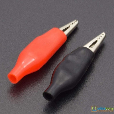 Picture of 2Pair-45mm Electronic Spices Metal Croc-odile Allig-ator 45mm Clip Red & Black Electric Covered Test Lead Clamp Soft Protective Insulated Boots Electrical Circuitry & Parts