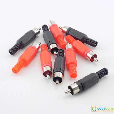 Picture of RCA Jack Audio Video Connector Plug Plastic Handle Male Black & Red-5Pair