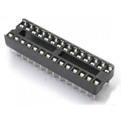 Picture of 5Pcs- 28 Pin IC Base 28 Pin PCB Mount Low Cost IC Socket DIL DIP IC Socket PCB Mount Connector Adaptor Solder Type IC Base Socket For 28 Pin IC Electronics Circuitry & Parts